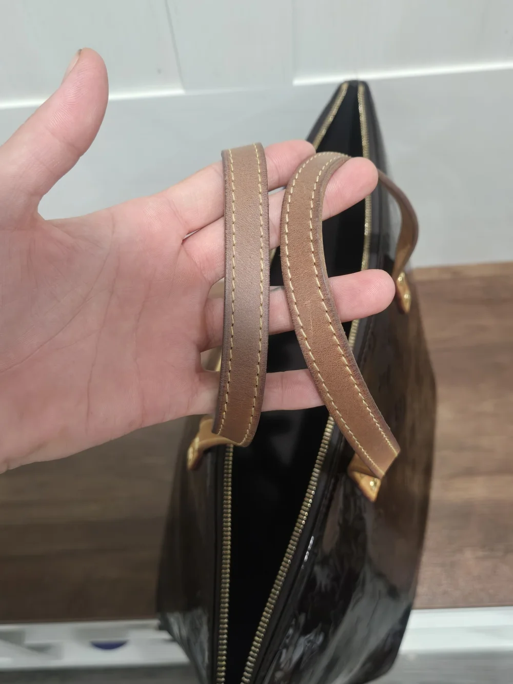 Louis Vuitton Bellevue Vernis Amarante Monogram Patent Top-Handle Tote Bag